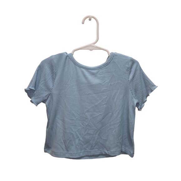 NWT Rare Editions Girls 2-Piece Outfit Size 5 – Blue Ribbed Top & Patchwork Set - Picture 4 of 12